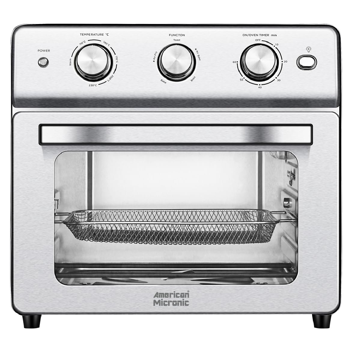 AMERICAN MICRONIC -Air Fryer cum Oven Toaster Griller (OTG)- Stainless air fryer