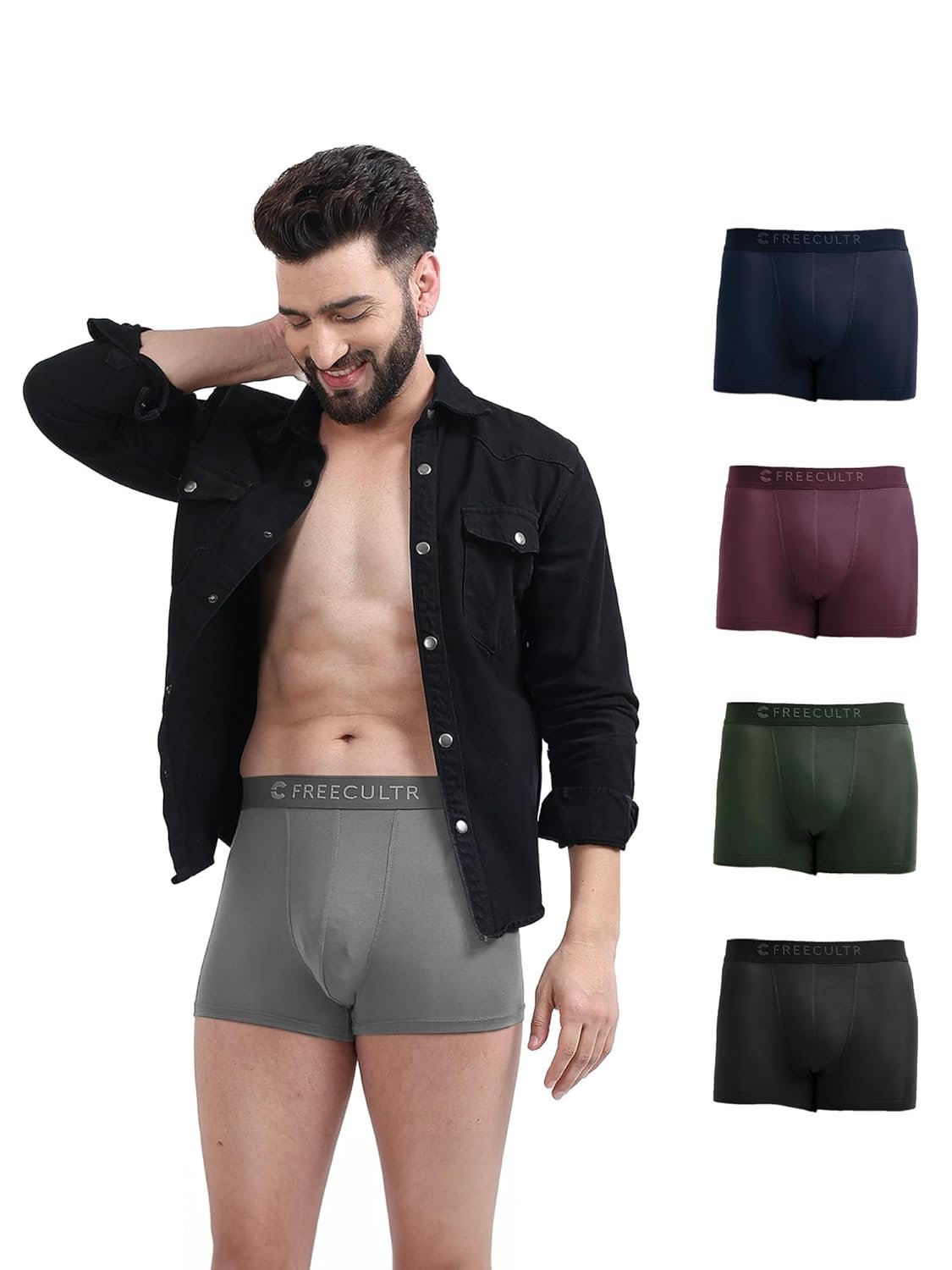 Freecultr Men's Micromodal Airsoft Trunks – Anti-Bacterial, Sweat-Proof, Ultra-Soft, No mens t shirts