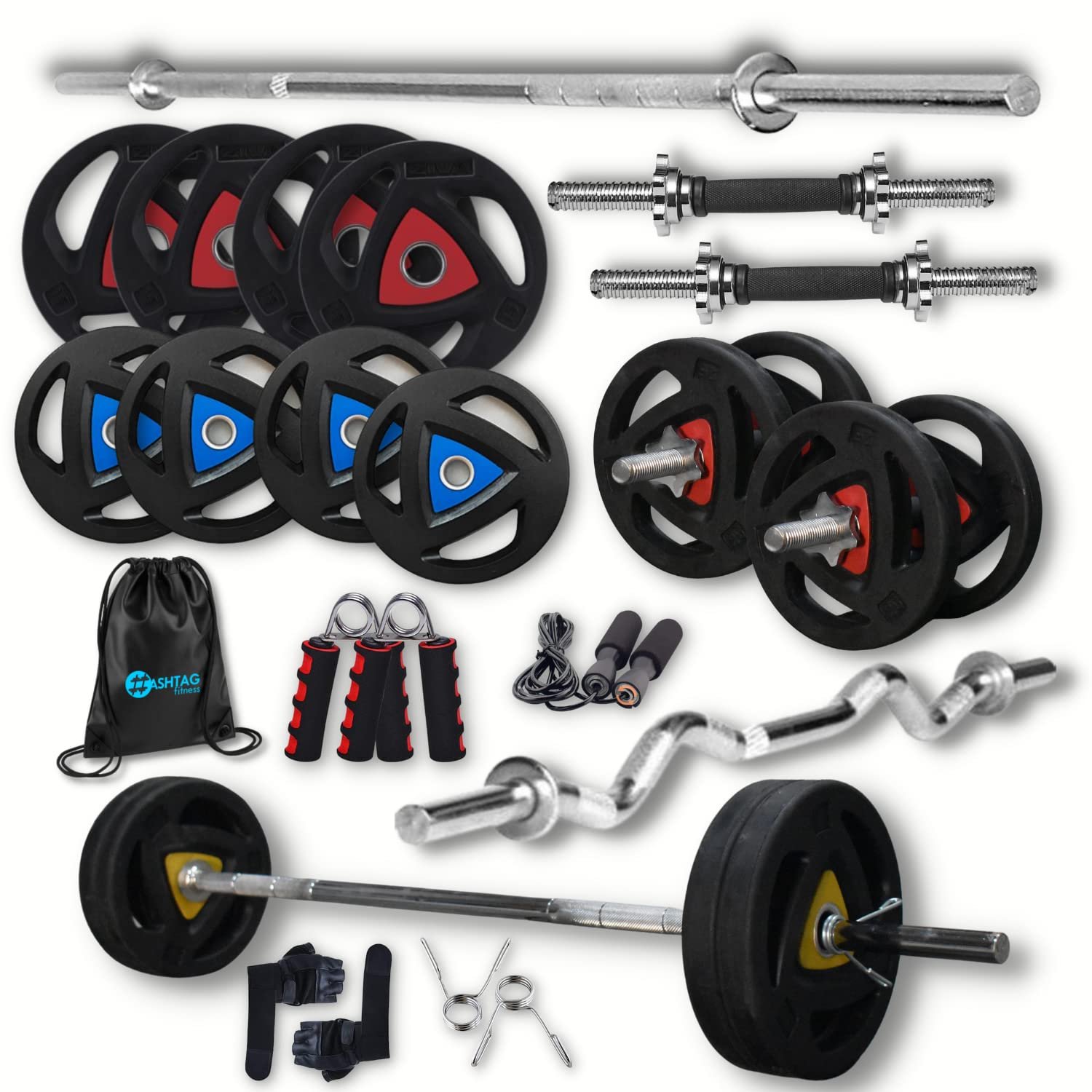 HASHTAG FITNESS Metal Integrated Rubber Plates, Gym Equipment Set For Sports and fitness equipment