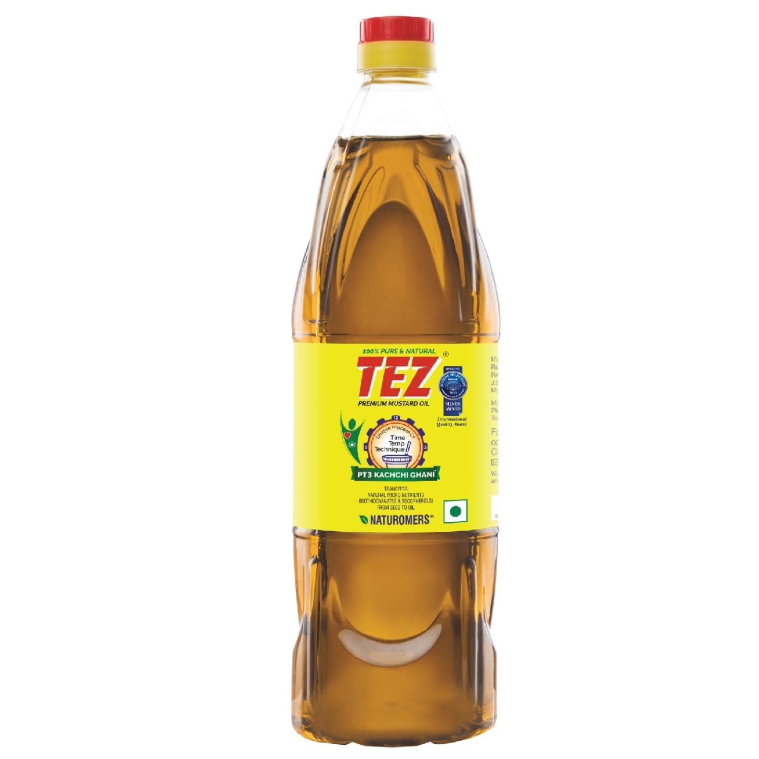 Tez Mustard Oil for Cooking 1L | PT3 Kachchi Ghani baFortune Premium Kachi Ghani Pure Mustard Oil 1 L
