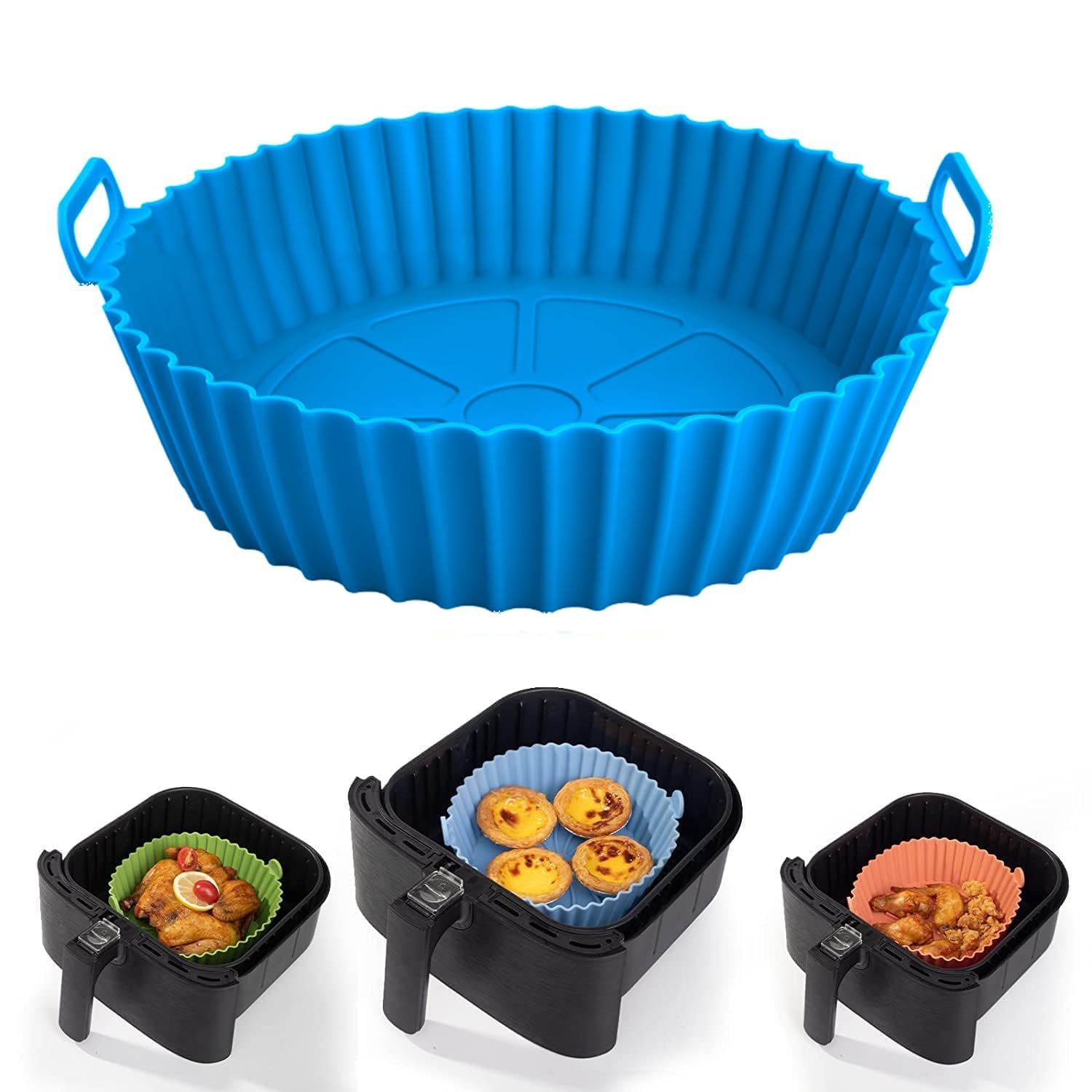 ZELKEY Air Fryer Liners I Round Silicone Basket Baking Tray air fryer