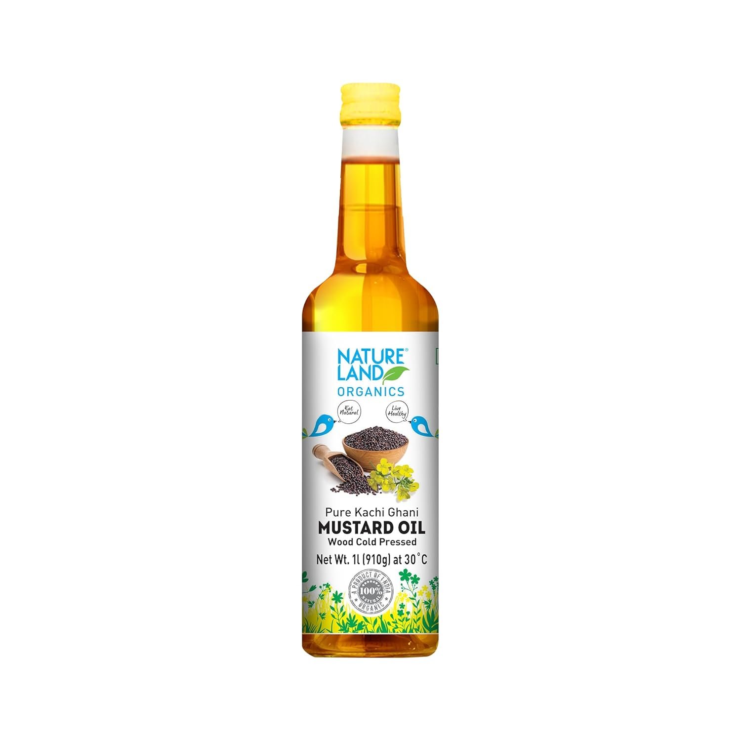 Natureland Organics Kachhi Ghani Pure Mustard Oil 1 LTR - baFortune Premium Kachi Ghani Pure Mustard Oil 1 L
