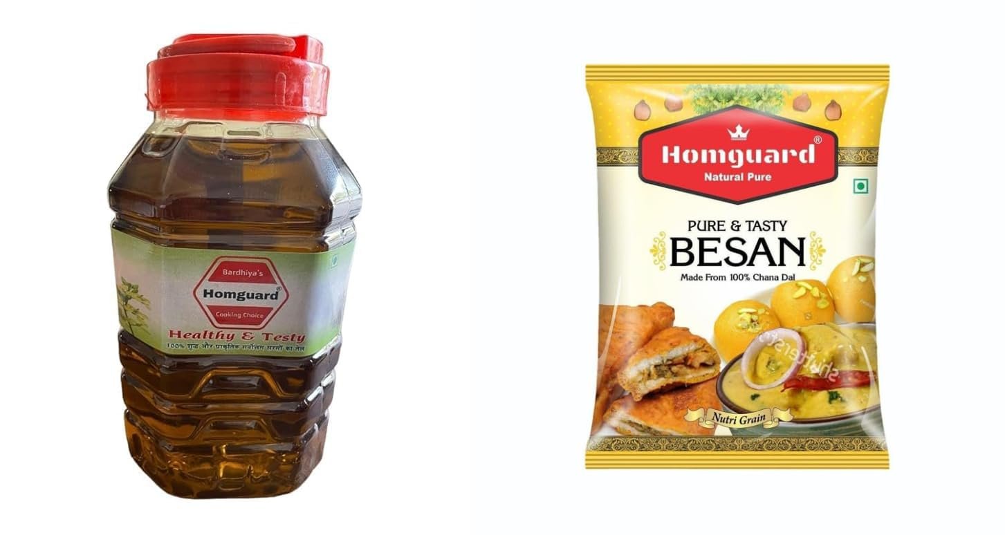 Homguard Kachi Ghani Mustard Oil 2 Litre Premium Kachi Ghani baFortune Premium Kachi Ghani Pure Mustard Oil 1 L