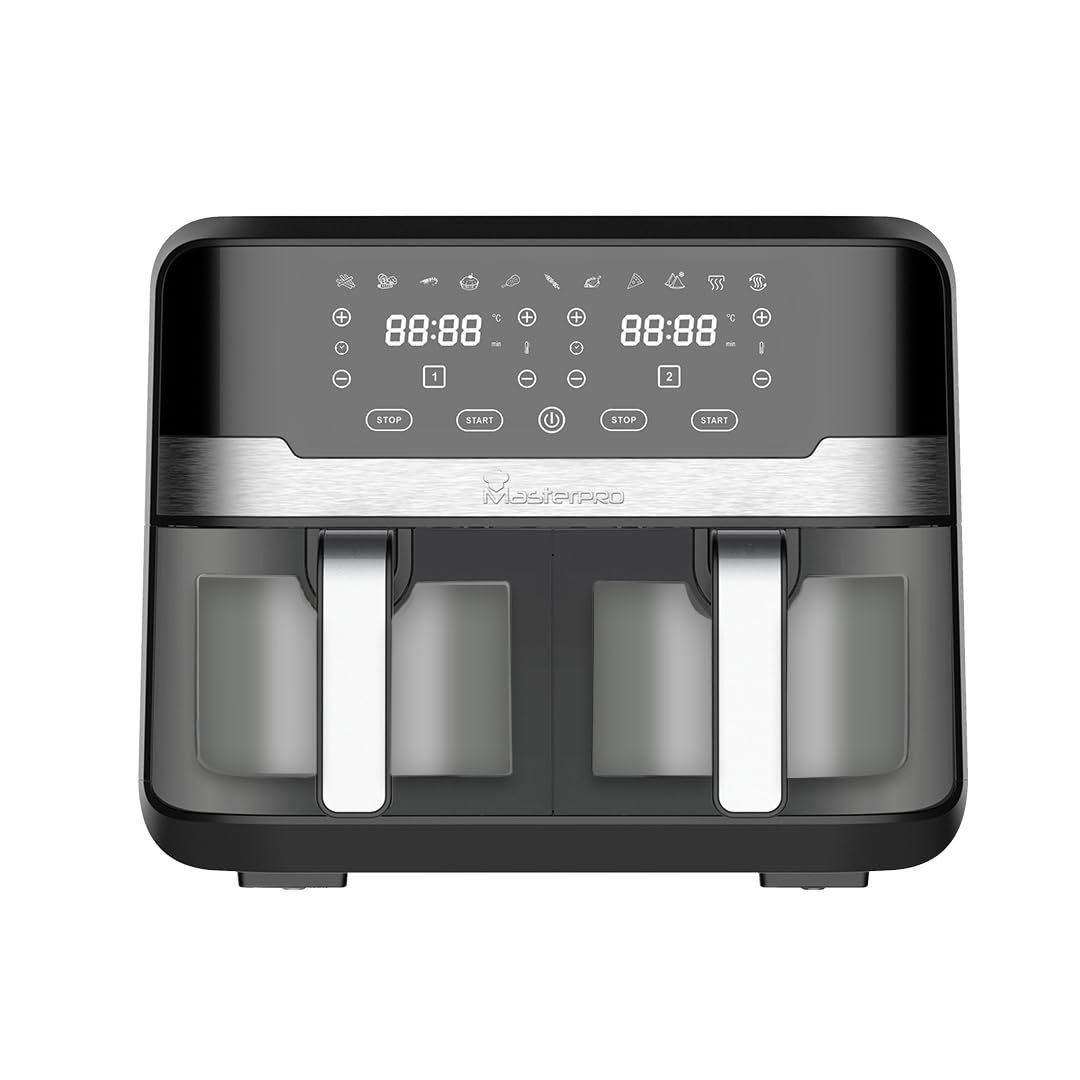 Bergner MasterPro Air Fryer, 2400 W, 9L with Dual Transparent air fryer