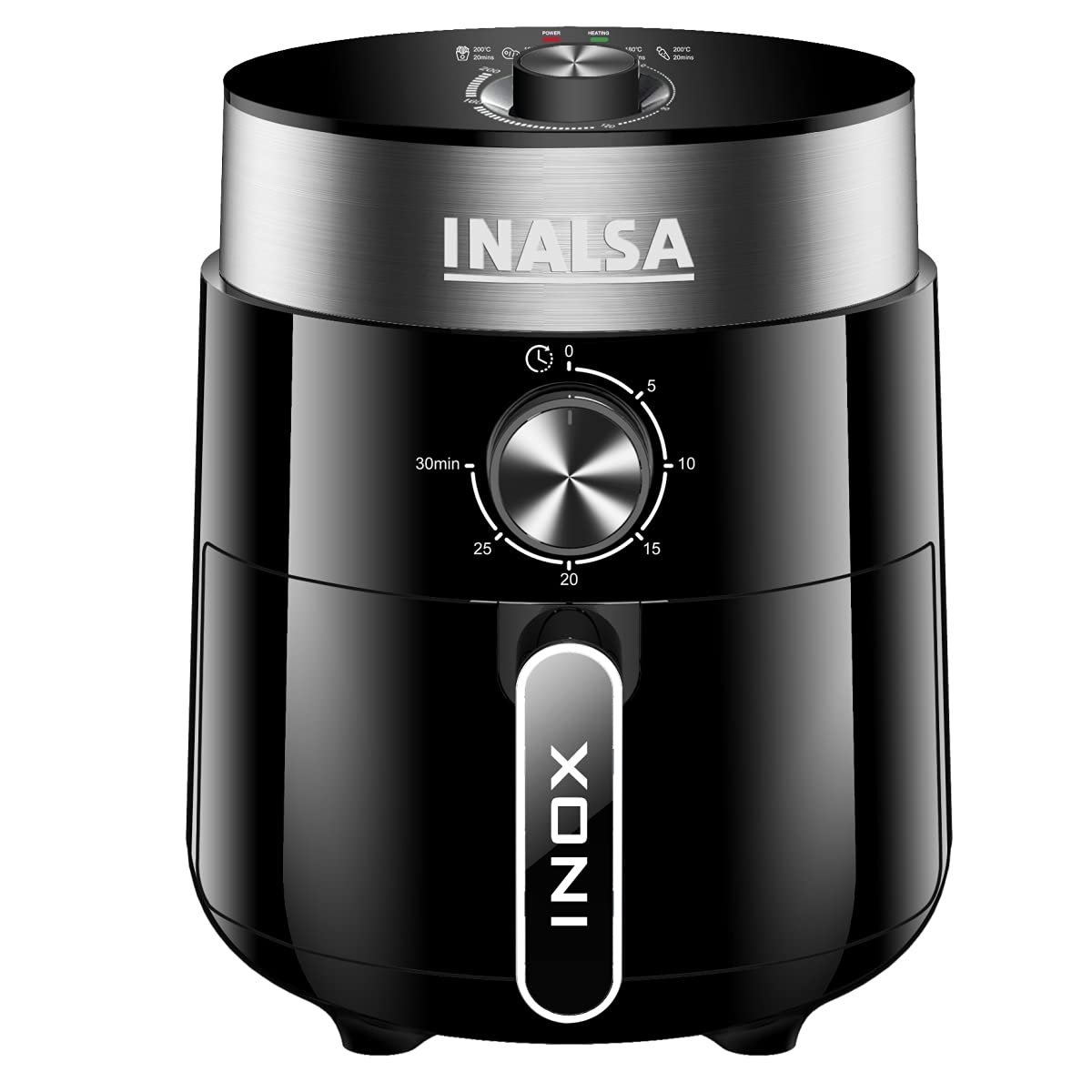 INALSA Air Fryer 2.5 L Inox-1200W with Power & Heating air fryer