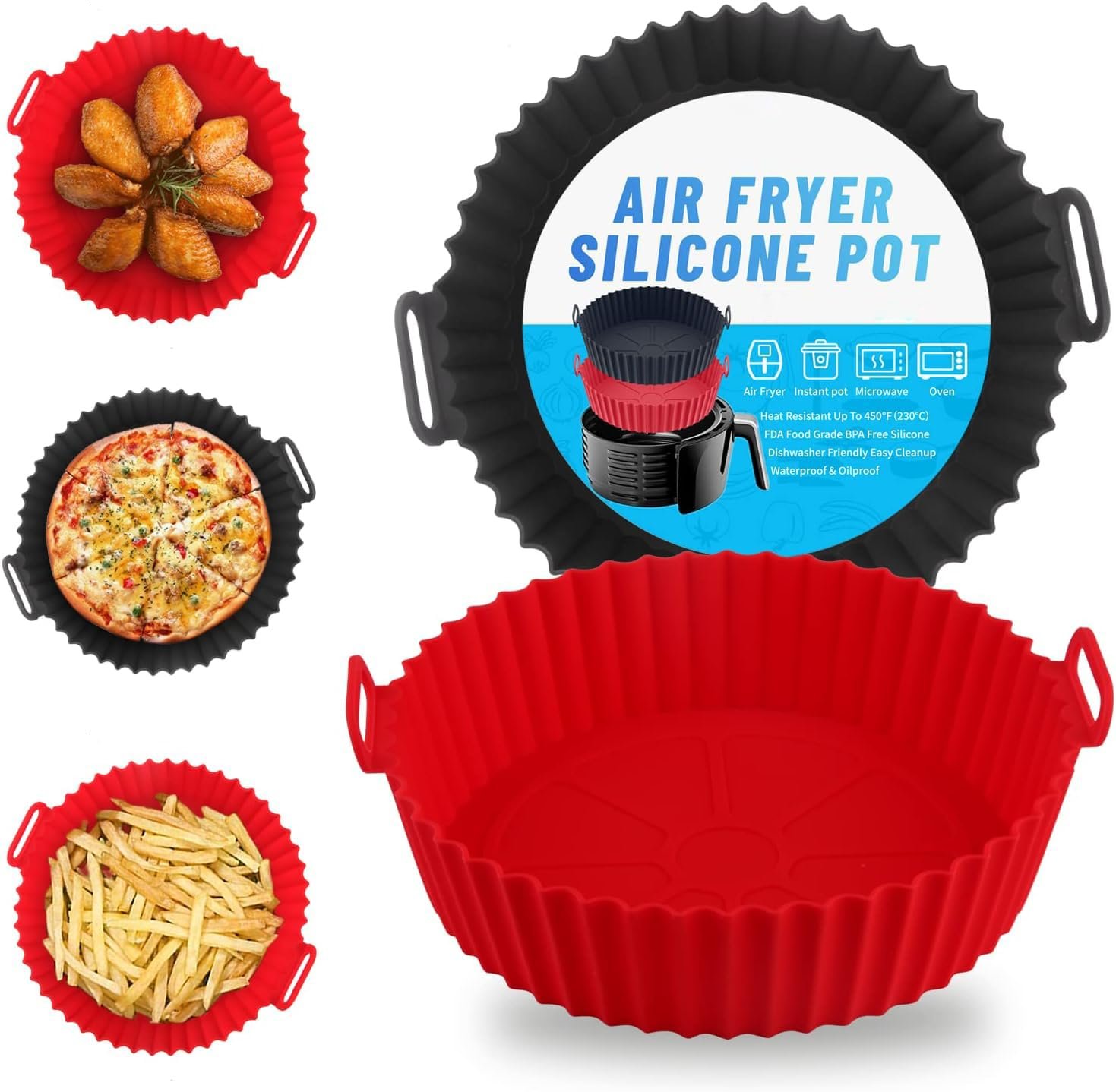 INOVERA 2 Pcs Silicone Air Fryer Liners | Non Stick air fryer