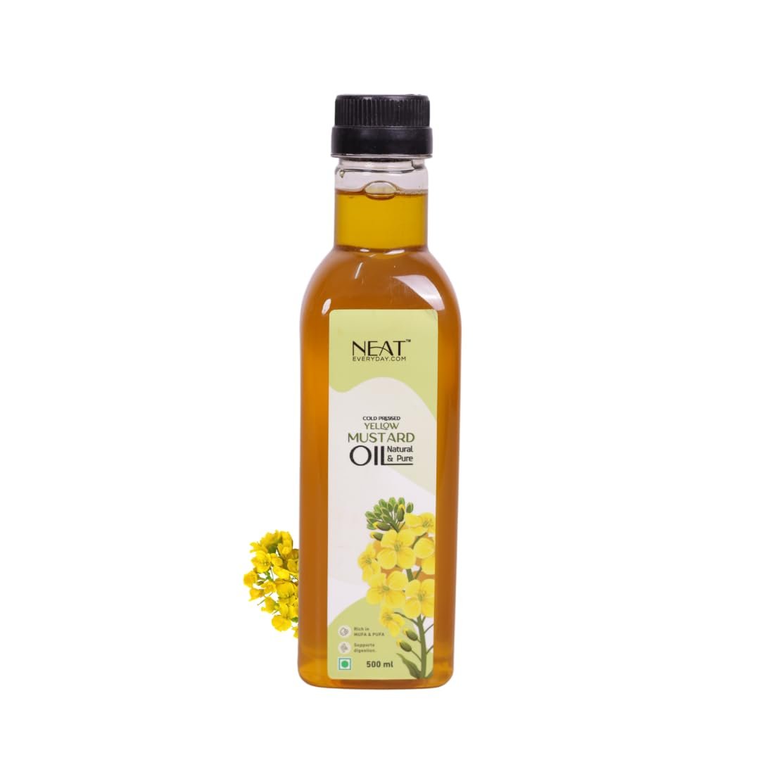 Neat Everyday 100% Cold Pressed Yellow Mustard Oil- 500 ML baFortune Premium Kachi Ghani Pure Mustard Oil 1 L