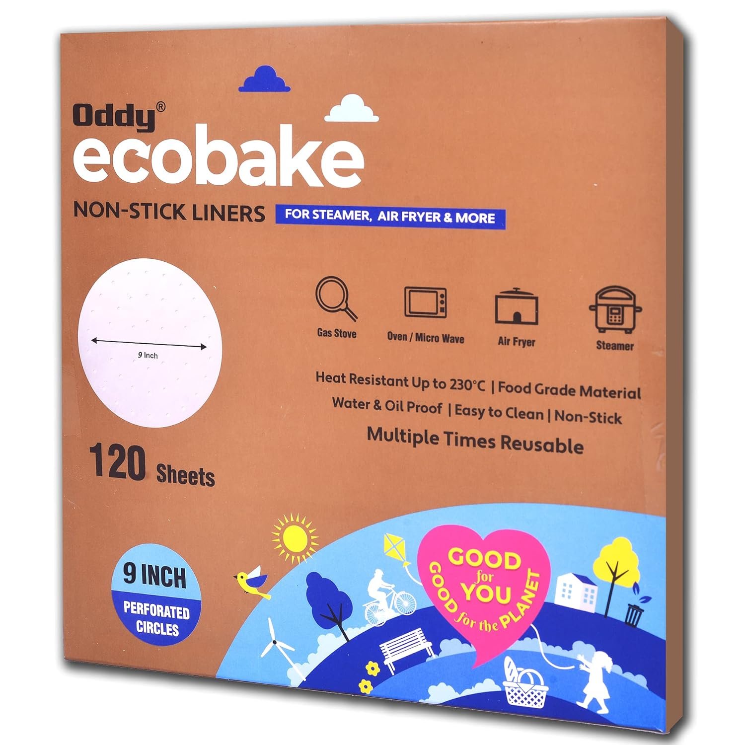 Oddy Uniwraps Ecobake Non-Stick Baking Paper for Steamer, Airfryer & air fryer