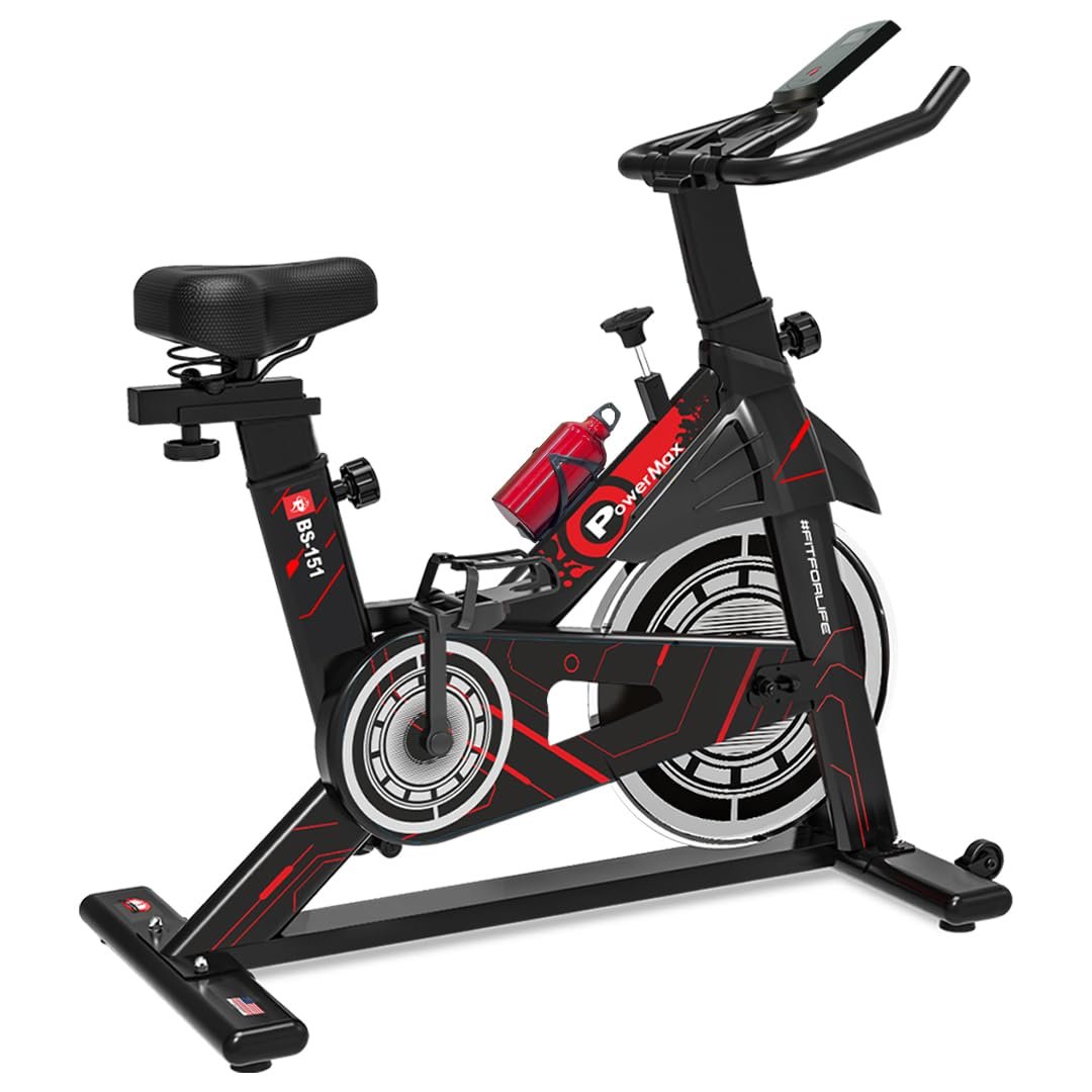 PowerMax Fitness BS-151 Spin Bike Exercise Cycle with 10KG flywheel, Sports and fitness equipment