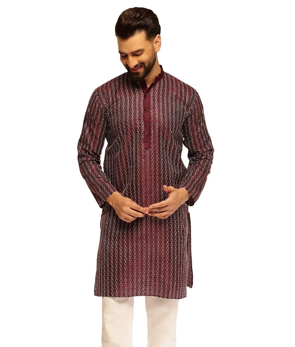 SOJANYA (Since 1958 Men’s Silk Blend Long Kurta with Subtle mens t shirts