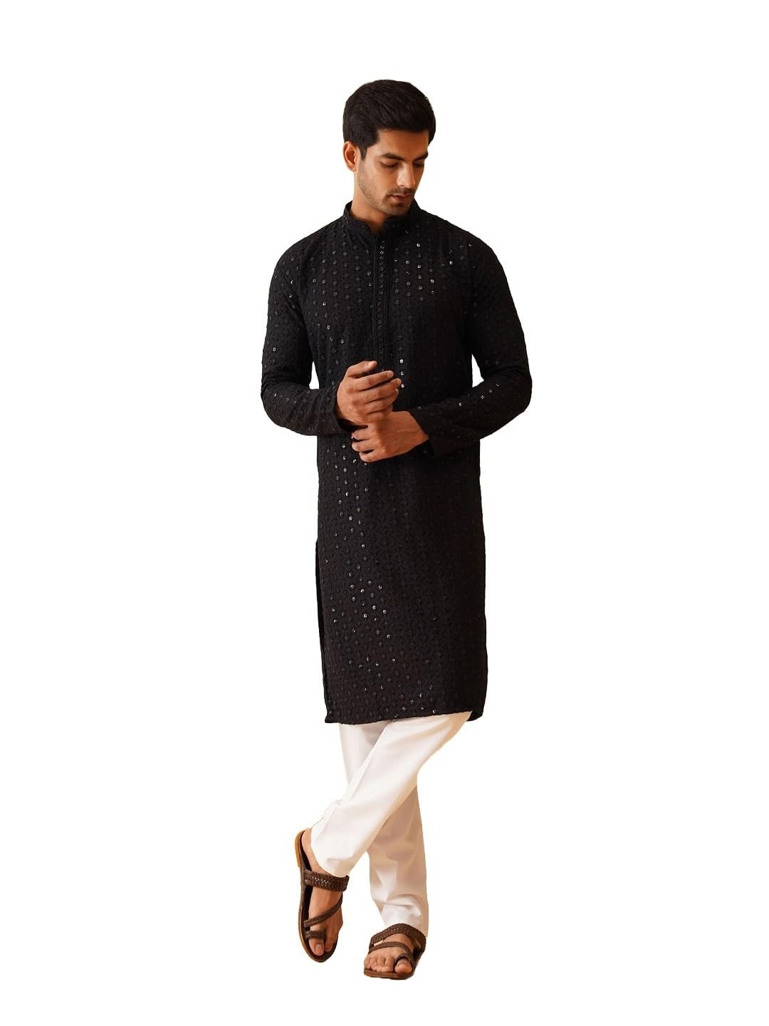 SOJANYA (Since 1958, Men's Pure Cotton Embroidered Sequined Kurta and mens t shirts