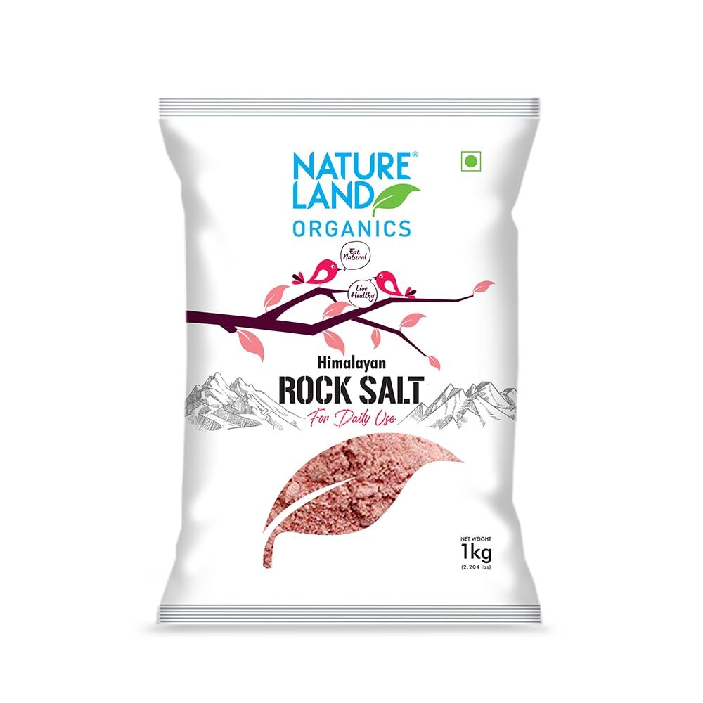 Natureland Organics Himalayan Pink Rock Salt 1 KG - Organic Tata Salt 1 kg Iodised Namak