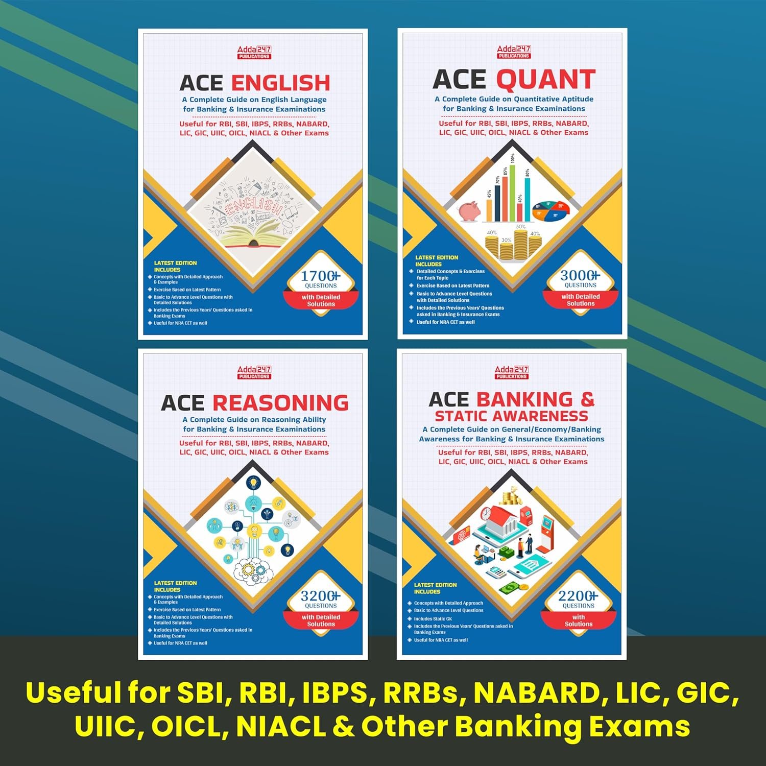 Reasoning/ Quantitative Aptitude/ English/ Banking & Static Awareness (4 Books) competitive exam books