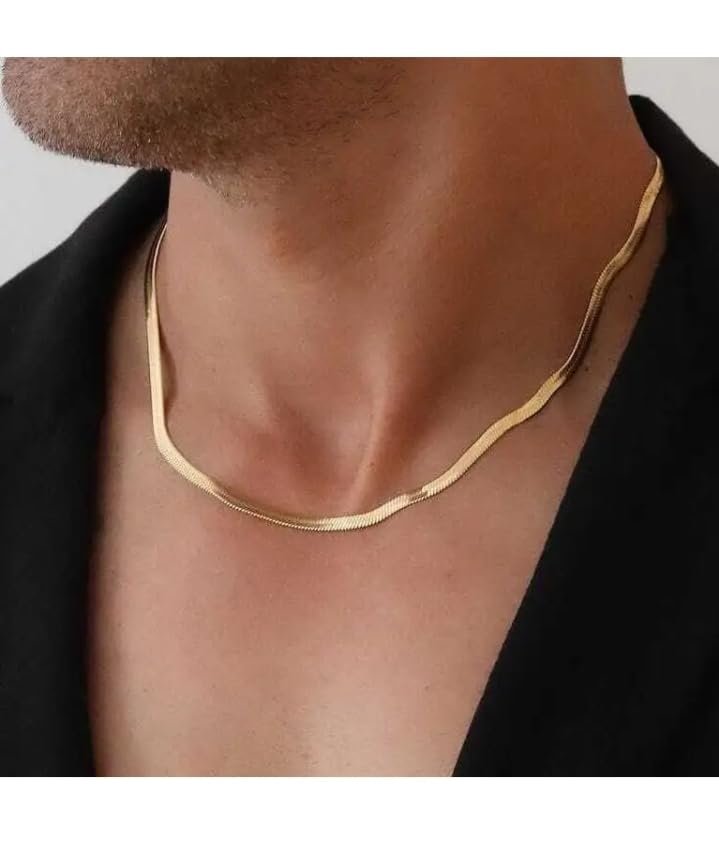 Silk Chain Necklace for Men, Waterproof and Anti-Tarnish, Gold mens t shirts