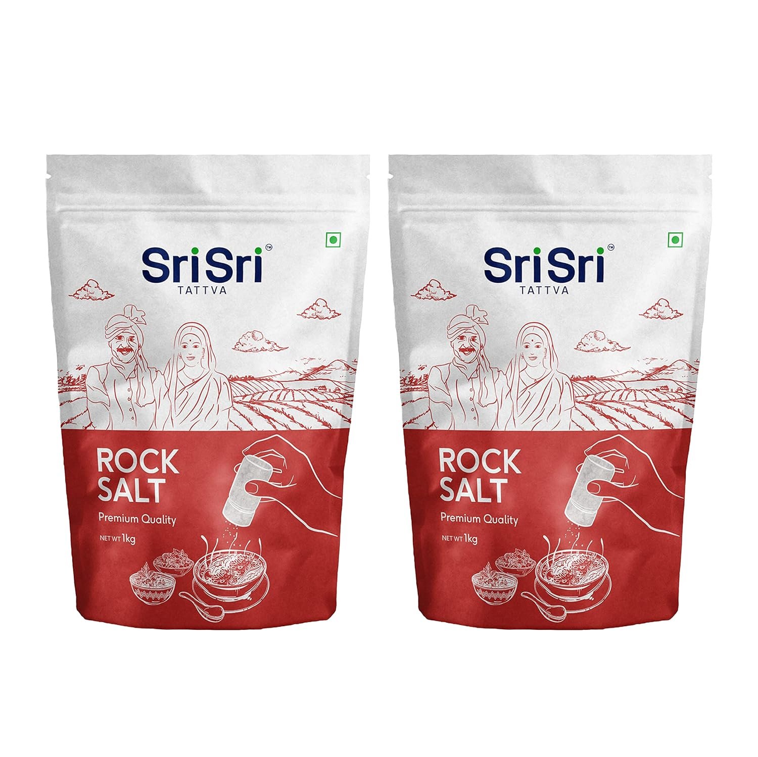 Sri Sri TATTVA shuddhta ka naam Rock Salt - Sendha Tata Salt 1 kg Iodised Namak