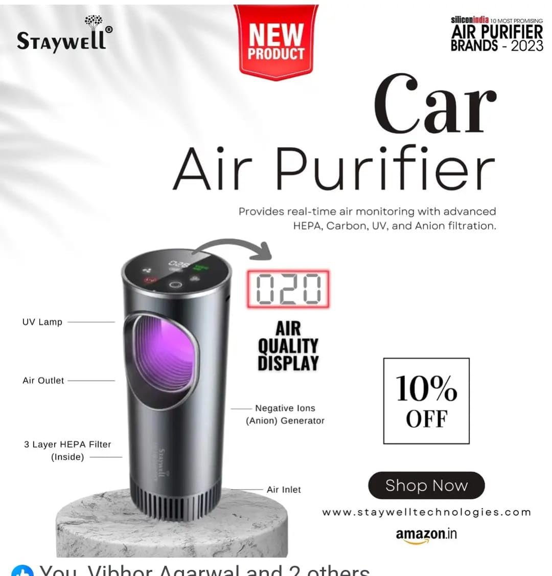 Staywell Smart Car Air Purifier with Air Quality Display | car air purifier