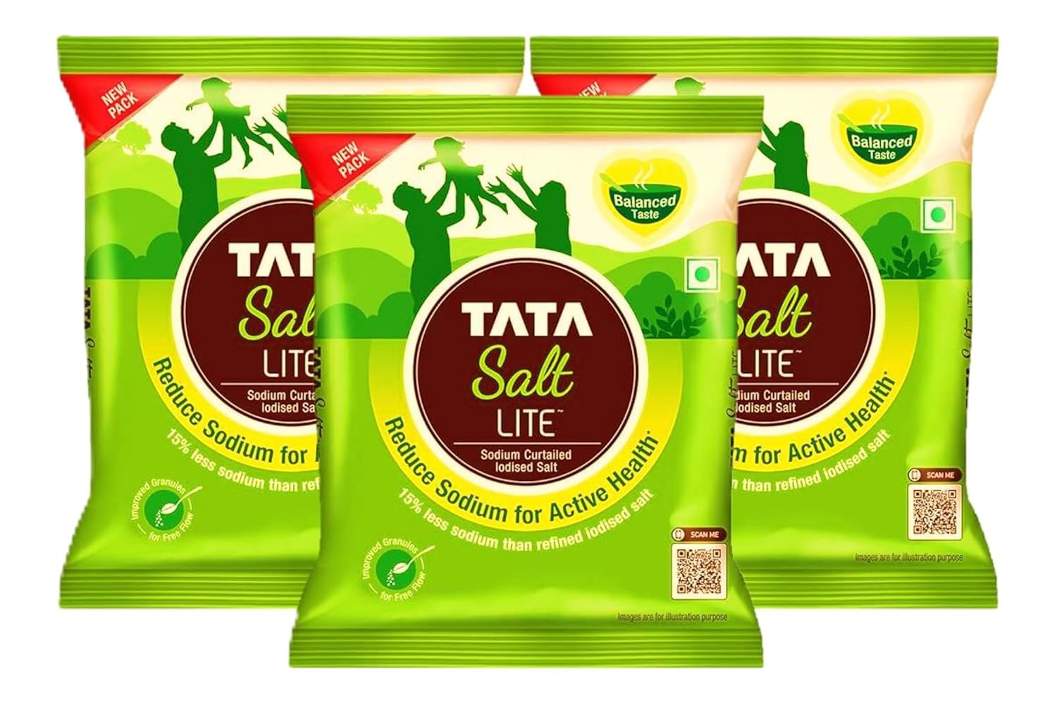 Tata Salt Low/Lite Sodium Iodised Salt, 1kg (PACK OF 3) Tata Salt 1 kg Iodised Namak