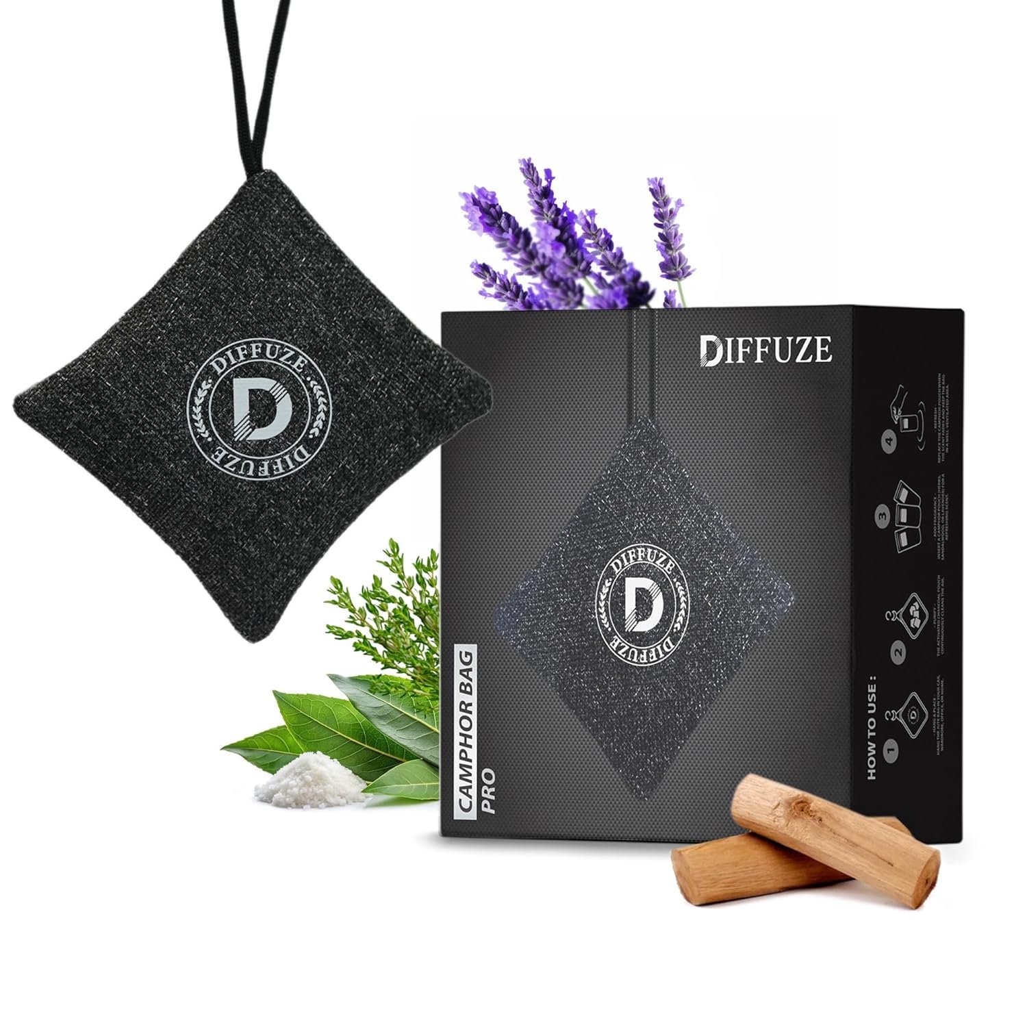 DIFFUZE Camphor Bag Pro | 4-in-1 Luxury Car perfume for car air purifier