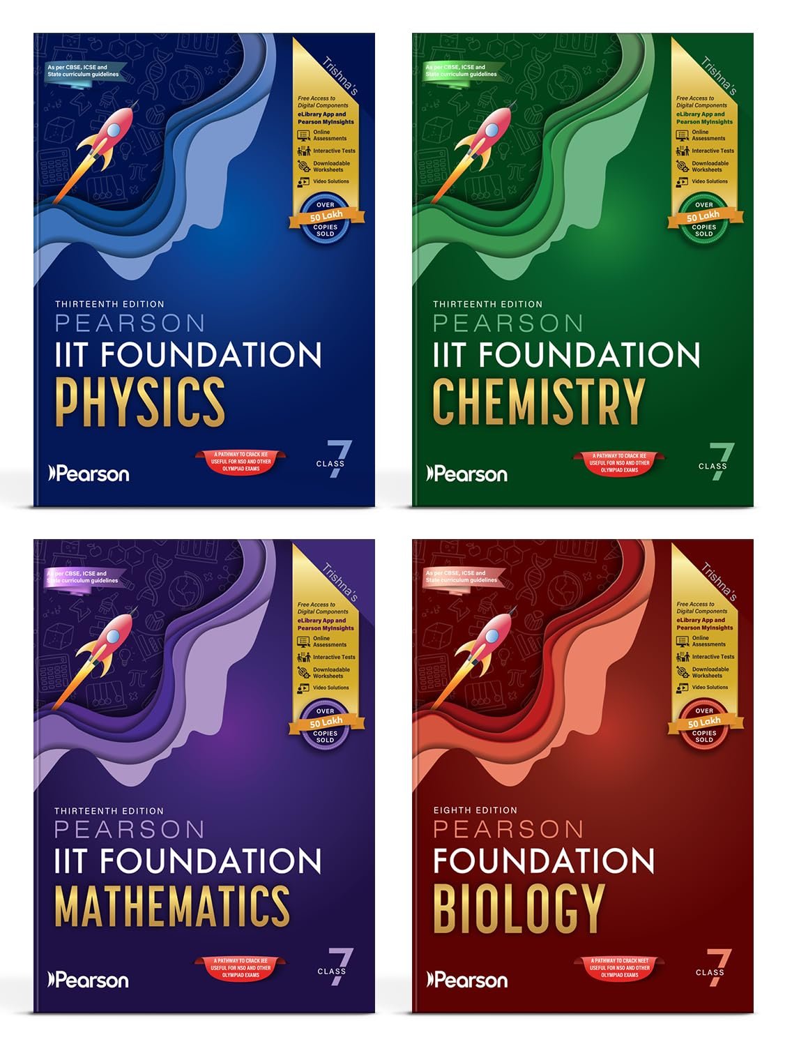 Pearson IIT Foundation' 26 Class 7 Physics Chemistry Mathematics Biology| competitive exam books