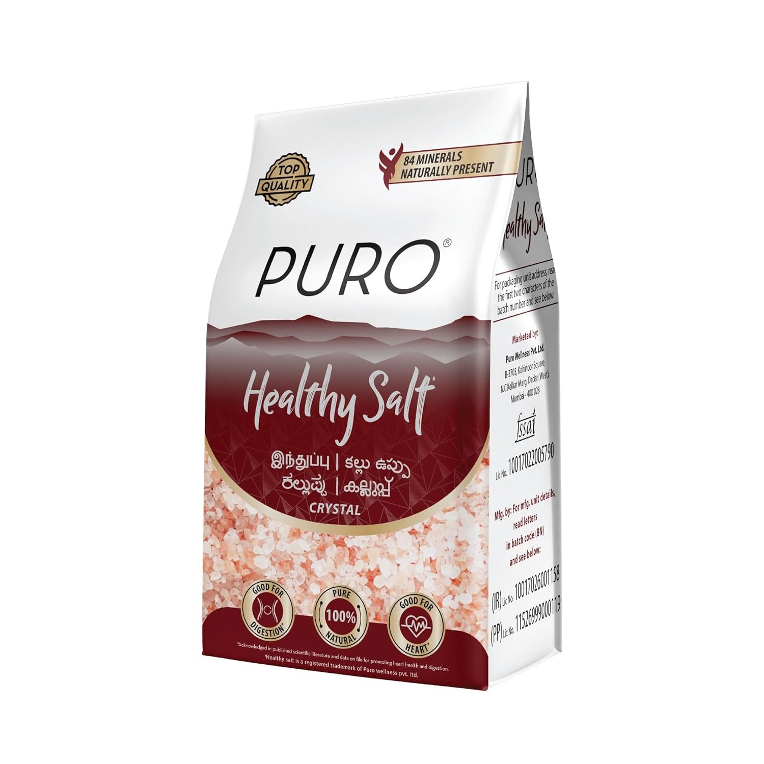 Puro Healthy Salt || Rock Salt || 1 kg (Crystal), Tata Salt 1 kg Iodised Namak