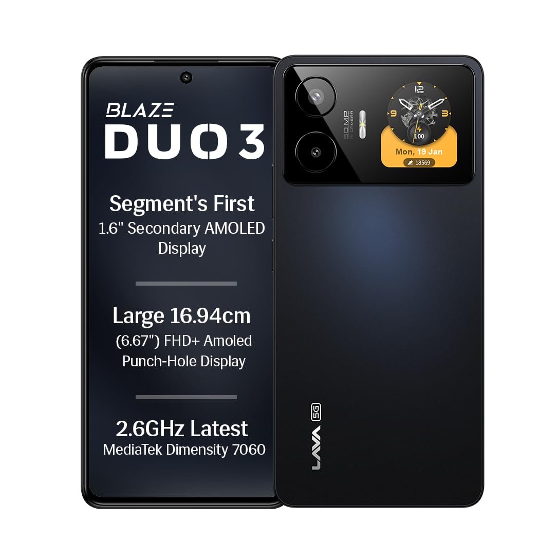 Lava Blaze Duo 3 5G (Moonlight Black, 6GB RAM, 128GB Mobile Phones