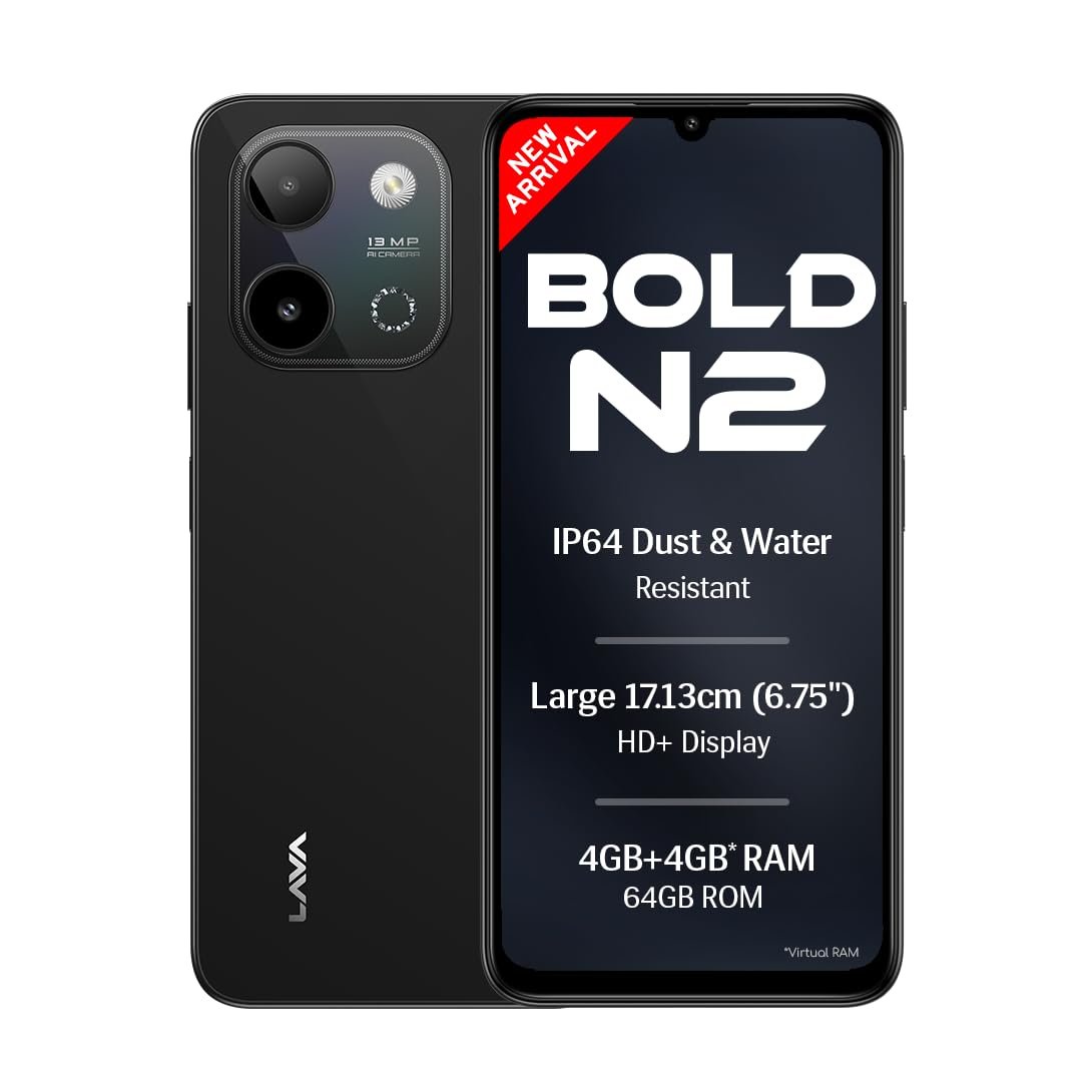 Lava Bold N2 (Indus Black, 4 GB RAM, 64 GB Android mobiles