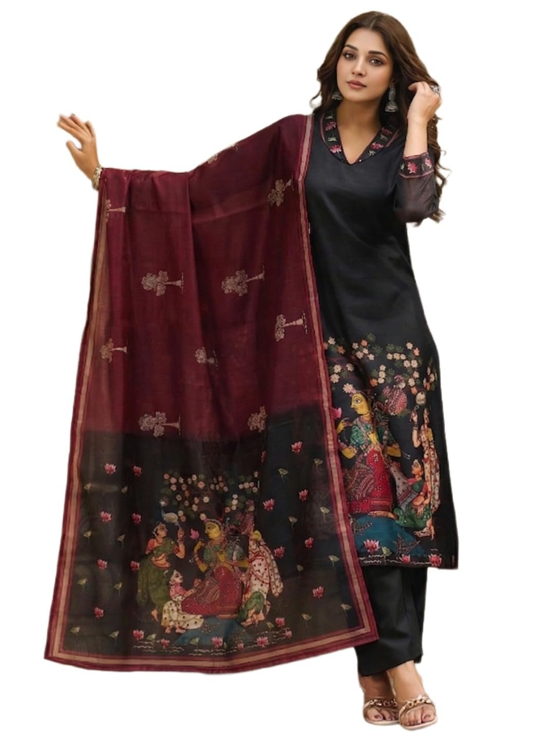 ANNI Designer Women Viscose Blend Printed Straight Kurta with Pant womens kurti