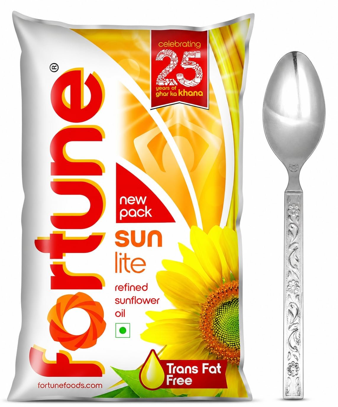 Fortune Sunlite Refined Sunflower Oil, 1 Liter with Stainless Steel Fortune Sunlite Refined Sunflower Oil 1 L