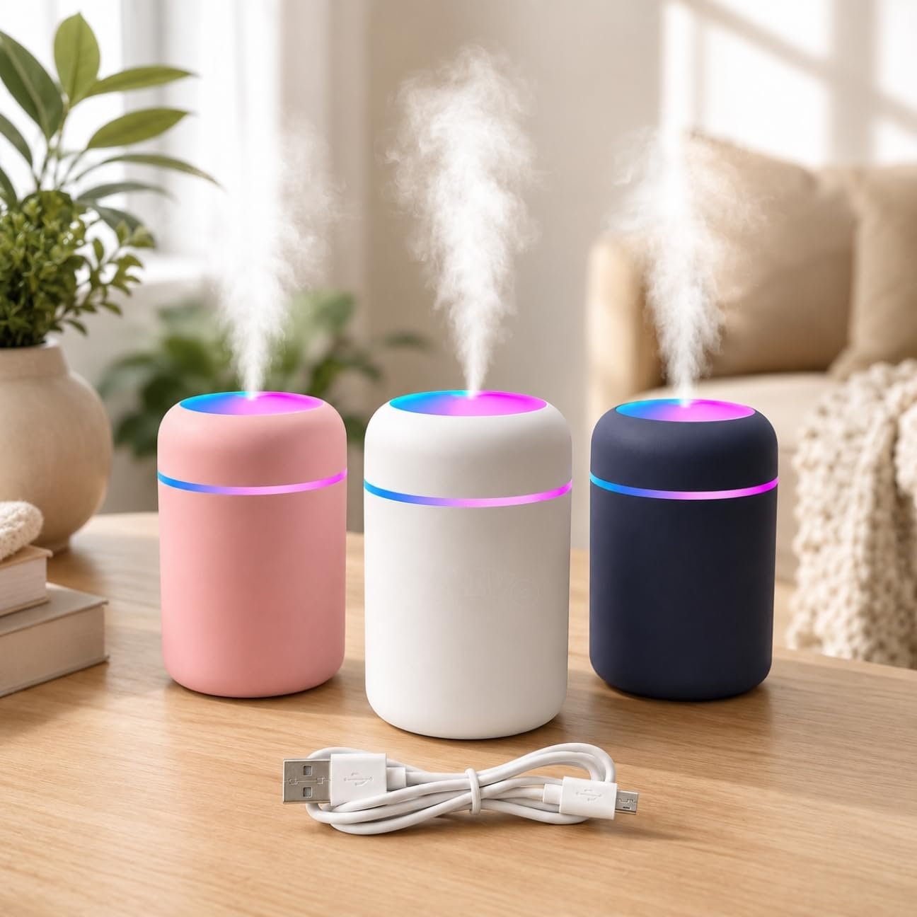 Portable USB Humidifier with 7 Color LED Night Light, Ultra car air purifier