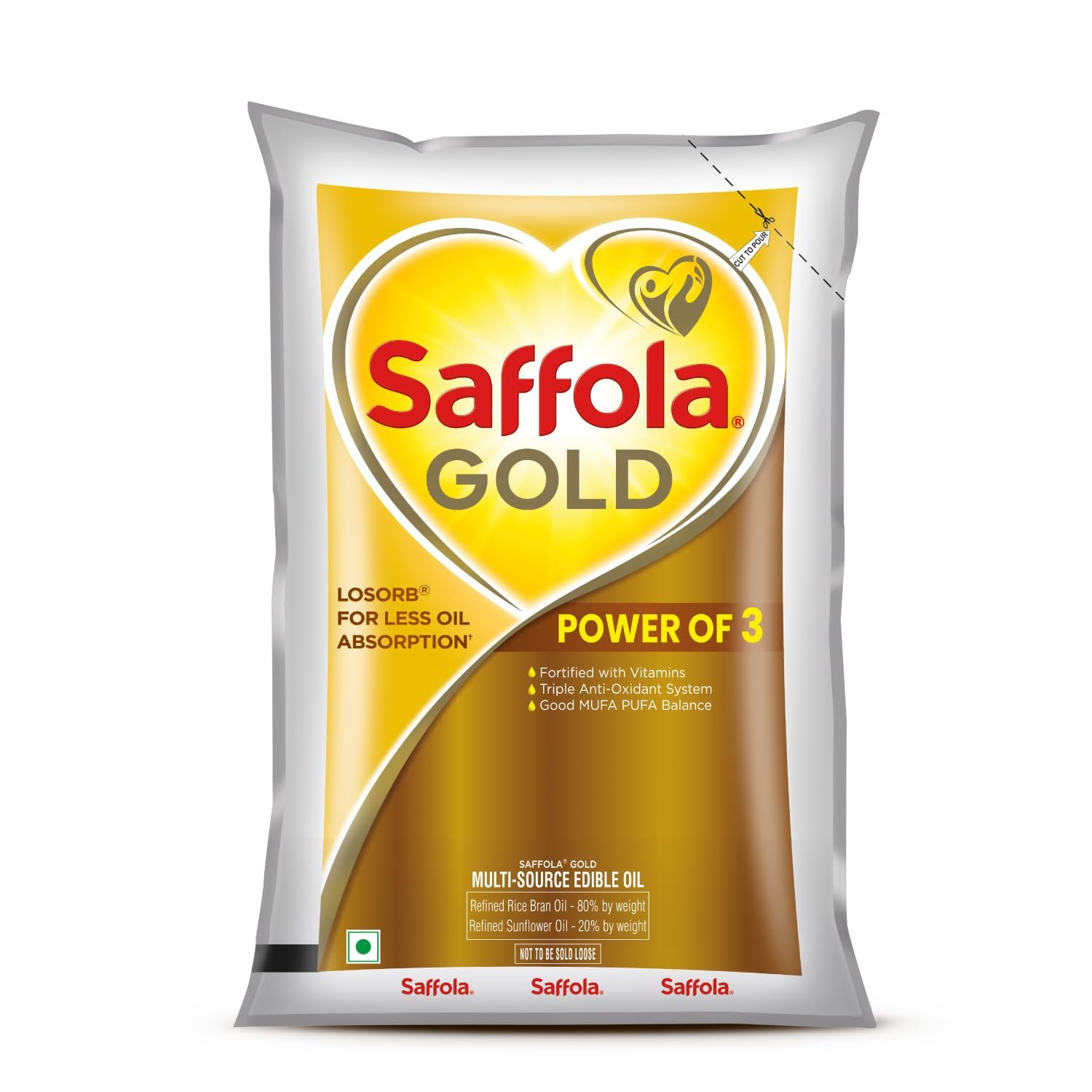 Saffola Gold Refined Cooking oil | Power of 3 - Fortune Sunlite Refined Sunflower Oil 1 L